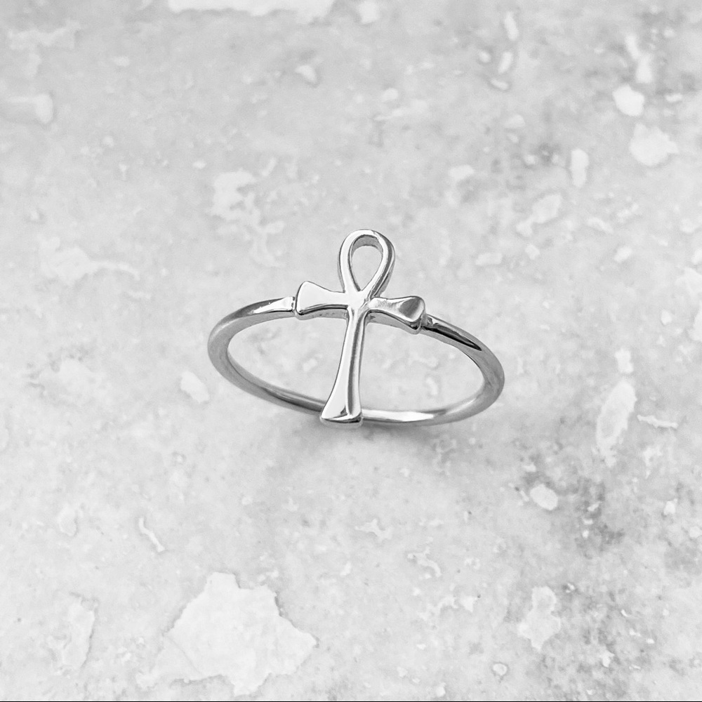 Sterling Silver Ankh Ring, Cross Ring, Silver Ring - image 3